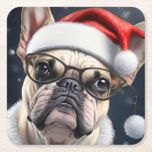 Dessous-de-verre Carré En Papier Joli design de vacances de Noël de Santa pour Bull