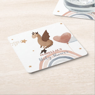 Dessous-de-verre Carré En Papier Joli dragon baby shower des garçons afro-américain