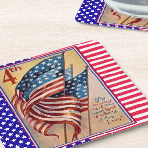 Dessous-de-verre Carré En Papier Joli drapeaux Vintages quatrième juillet drapeau p