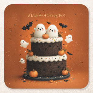 Dessous-de-verre Carré En Papier Joli fantôme d'Halloween Un petit Boo