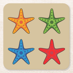 Dessous-de-verre Carré En Papier Joli jeu de caricature coloré Starfish