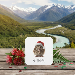 Dessous-de-verre Carré En Papier Joli Kiwi de Noël, coutume