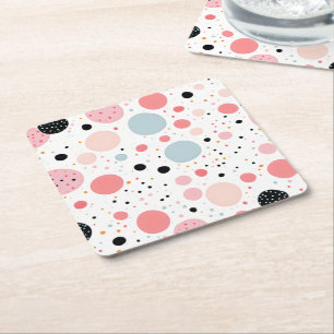 Dessous-de-verre Carré En Papier Joli motif à pois blanc