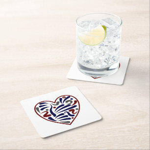 Dessous-de-verre Carré En Papier Joli motif cardiaque abstrait