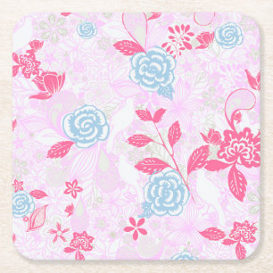 Dessous-de-verre Carré En Papier Joli motif floral pastel coloré