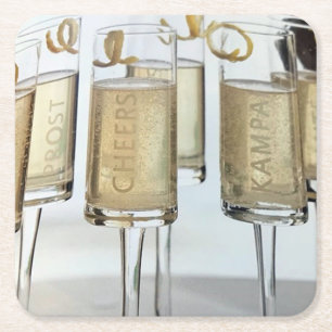 DESSOUS-DE-VERRE CARRÉ EN PAPIER JOLI *NOËL CHAMPAGNE* DESSOUS DE VERRE