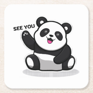 Dessous-de-verre Carré En Papier joli petit panda