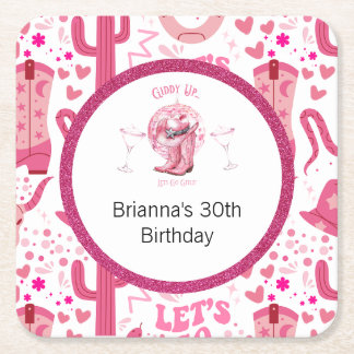 Dessous-de-verre Carré En Papier Joli rose et Parties scintillant fille fille Anniv