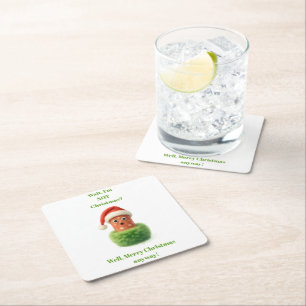 Dessous-de-verre Carré En Papier Joli salami surprend Noël en vert moelleux