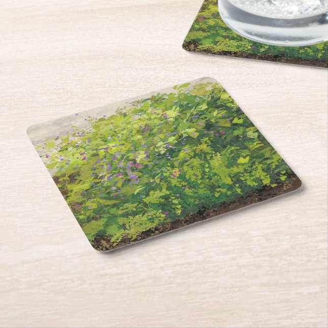 Dessous-de-verre Carré En Papier Jolie aquarelle Floral Bush peinture graphique (Incliné)