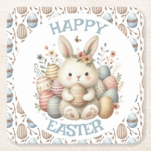 Dessous-de-verre Carré En Papier Jolie aquarelle Lapin Pâques