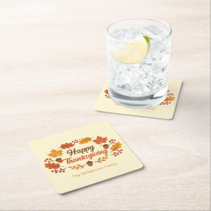Dessous-de-verre Carré En Papier Jolie Couronne de feuilles de Thanksgiving personn