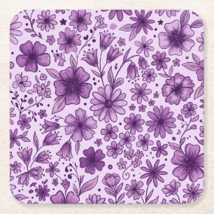 Dessous-de-verre Carré En Papier Jolie fête d'anniversaire aux fleurs de lavande vi