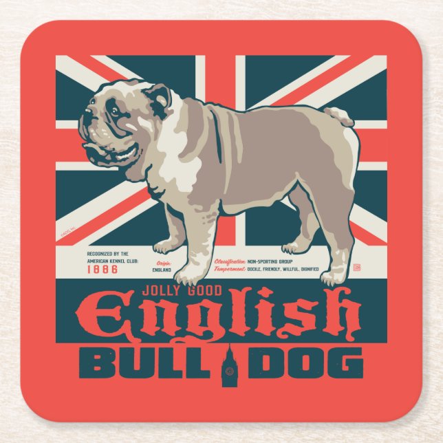 Dessous-de-verre Carré En Papier Jolly Good English Bulldog (Devant)