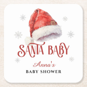Dessous-de-verre Carré En Papier Jolly Santa Hat Baby shower bar à boissons