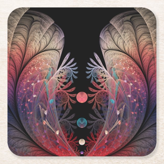 Dessous-de-verre Carré En Papier Jonglage Abstrait Art moderne Imaginaire fractal (Devant)