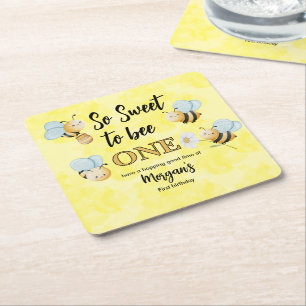 Dessous-de-verre Carré En Papier Jote Bee One Jaune Noir Premier Anniversaire