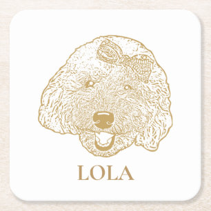 Dessous-de-verre Carré En Papier Jouet Poodle Chien personnalisées Dessin à la main
