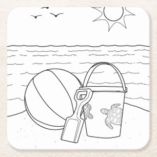 Dessous-de-verre Carré En Papier Jouets de plage Dessous de verre de papier coloran