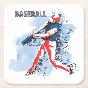 Dessous-de-verre Carré En Papier Joueur de baseball très Cool et coloré Swing