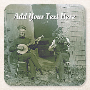 Dessous-de-verre Carré En Papier Joueurs vintages de banjo et de violon à Nantucket
