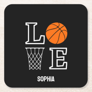Dessous-de-verre Carré En Papier Joueuse de basket-ball, fille de basket-ball Anniv
