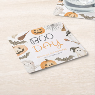 Dessous-de-verre Carré En Papier Jour Boo Halloween effrayant Anniversaire