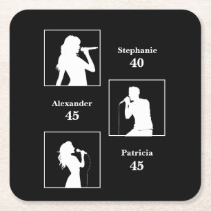 Dessous-de-verre Carré En Papier Jour d'anniversaire conjoint triple le minimaliste