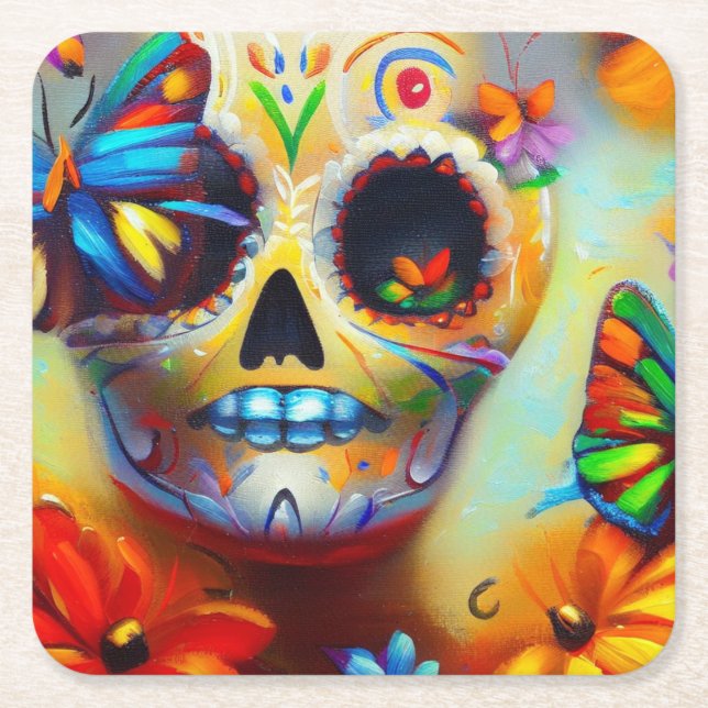 Dessous-de-verre Carré En Papier Jour des papillons morts 2 (Devant)