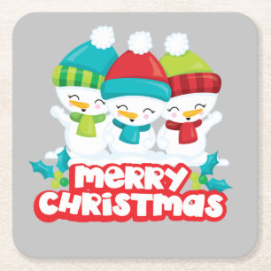Dessous-de-verre Carré En Papier Jour férié Trio Snowmen
