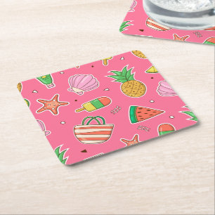 Dessous-de-verre Carré En Papier Jours d'été Beach Paper Coaster