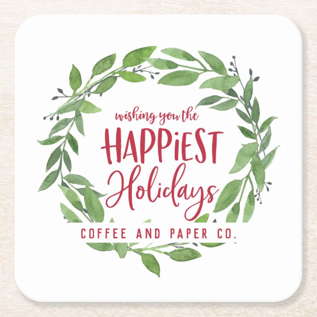 Dessous-de-verre Carré En Papier Jours fériés les plus heureux entreprise noël (Devant)
