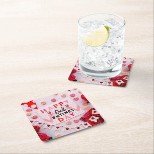 Dessous-de-verre Carré En Papier Joyeuse fête de Galentine's Day Nourriture & Boiss