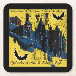 Dessous-de-verre Carré En Papier Joyeuse fête d'Halloween avec des skeletons costum