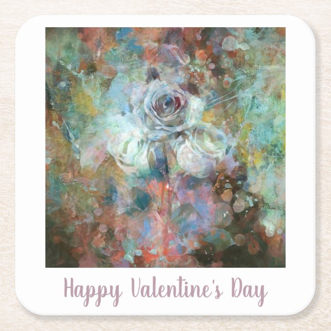 Dessous-de-verre Carré En Papier Joyeuse Saint-Valentin.  (Devant)