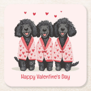 Dessous-de-verre Carré En Papier Joyeuse Saint-Valentin Chiens Caniches Standards N