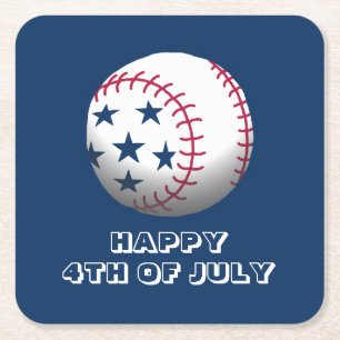Dessous-de-verre Carré En Papier Joyeux 4 juillet Baseball