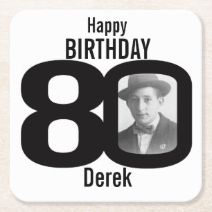 Dessous-de-verre Carré En Papier Joyeux anniversaire 80ème nom et dessous de verre