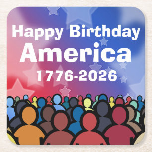 Dessous-de-verre Carré En Papier Joyeux anniversaire Amérique 1776 à 2026