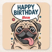 Joyeux Anniversaire Chien Pug Drôle Mignon
