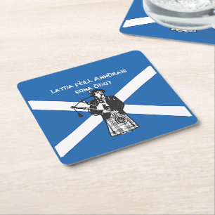 Dessous-de-verre Carré En Papier Joyeux Bagpiper du drapeau de la Saint Andrews
