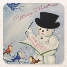 Joyeux bonhomme de neige de Noël aux oiseaux