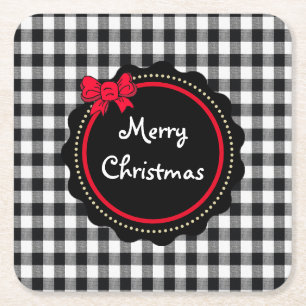 Dessous-de-verre Carré En Papier Joyeux Buffalo de Noël Plaid Style Country