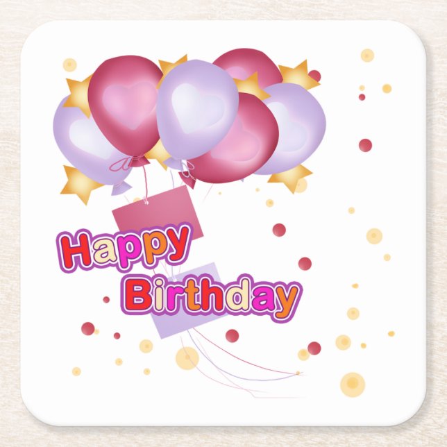 Dessous-de-verre Carré En Papier Joyeux Dessous de verre d'anniversaire (Devant)