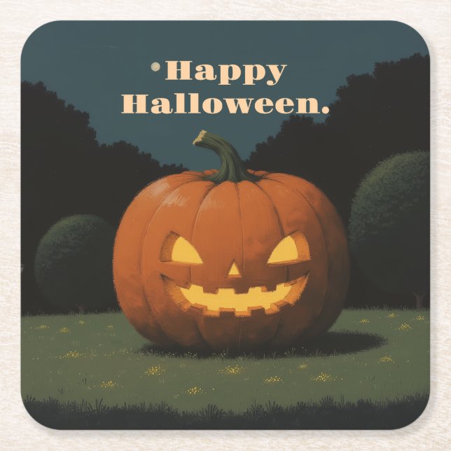 Dessous-de-verre Carré En Papier Joyeux dessous de verre Halloween (Devant)