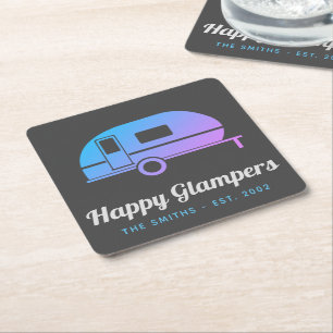 Dessous-de-verre Carré En Papier Joyeux Glampers Purple Ombre Camping