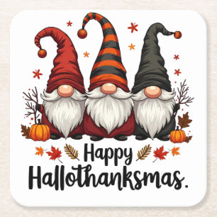 Dessous-de-verre Carré En Papier Joyeux Hallothanksmas Halloween Noël Gnomes