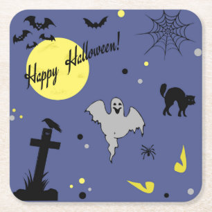 Dessous-de-verre Carré En Papier Joyeux Halloween