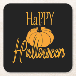Dessous-de-verre Carré En Papier Joyeux Halloween Citrouille
