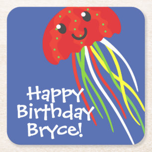 Dessous-de-verre Carré En Papier Joyeux méduses Dessous de verre de papier personna